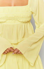 Sean Yellow Chiffon Long Sleeve Top Image