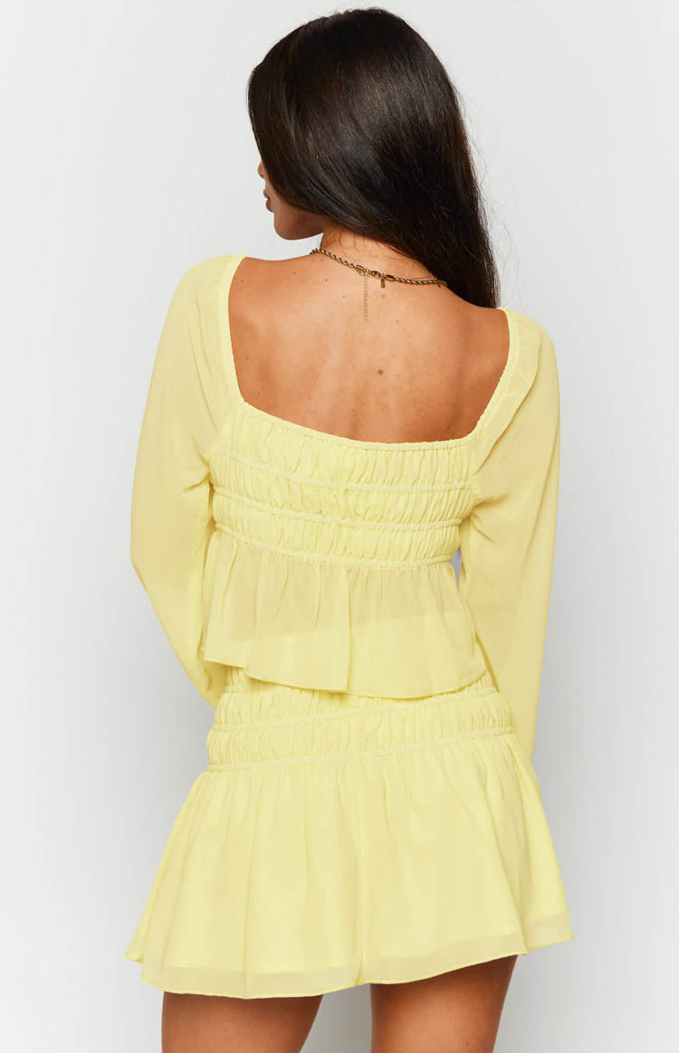 Sean Yellow Chiffon Long Sleeve Top Image