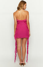 She's The One Fuchsia Tassel Mini Dress Image