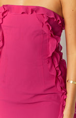 She's The One Fuchsia Tassel Mini Dress Image