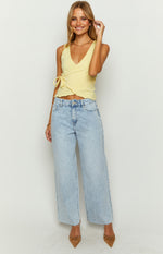 She's Yours Light Wash Denim Wide Leg Boyfriend Jeans Image
