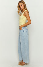 She's Yours Light Wash Denim Wide Leg Boyfriend Jeans Image
