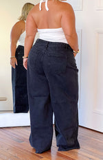 She's Yours Black Wide Leg Boyfriend Jeans Image