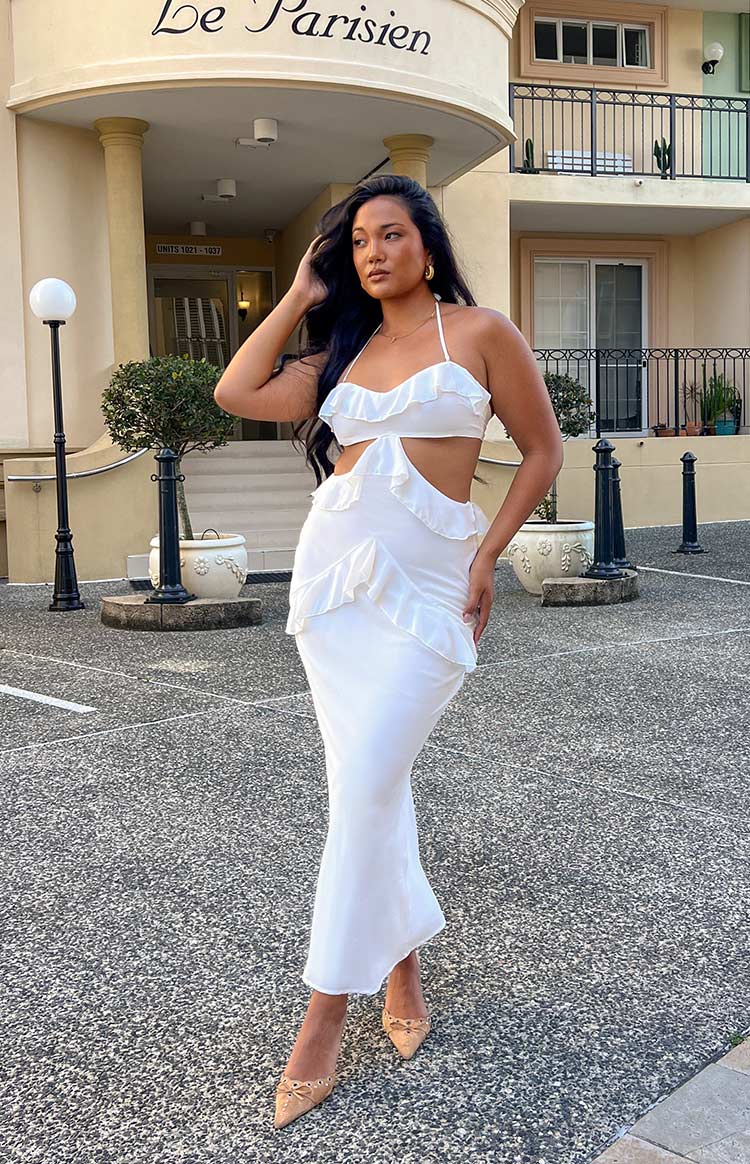 Ryder White Strapless Ruffle Maxi Dress Image