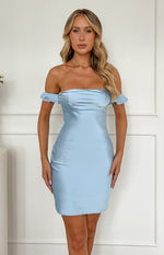Silvia Blue Satin Mini Dress Image
