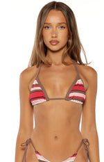 Sofie Pink Multi Stripe Contrast Bind Triangle Bikini Top Image