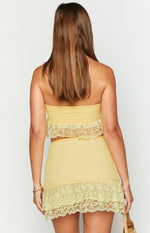 Sparrow Yellow Lace Frill Strapless Crop Top Image