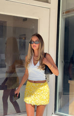 Spritz Yellow Sequin Party Mini Skirt Image