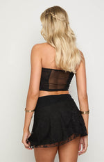 Stay Black Strapless Mesh Corset Top Image