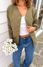 Steph Khaki Quilted Bomber Jacket Image