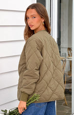 Steph Khaki Quilted Bomber Jacket Image
