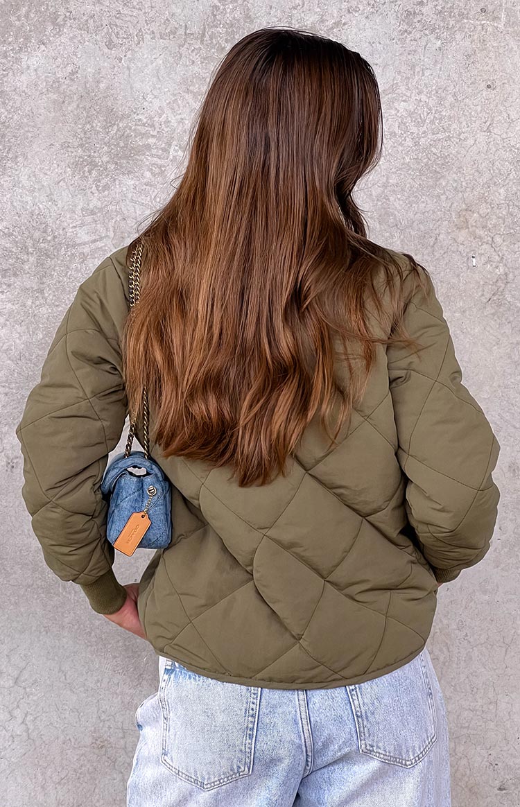 Steph Khaki Quilted Bomber Jacket Image