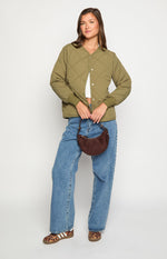 Steph Khaki Quilted Bomber Jacket Image