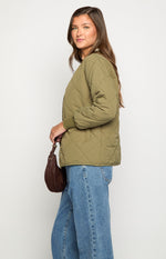 Steph Khaki Quilted Bomber Jacket Image
