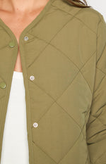 Steph Khaki Quilted Bomber Jacket Image