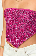 Storm Pink Sequin Strapless Top Image