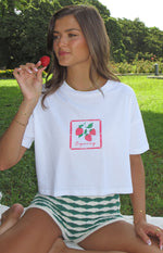 Strawberry Jewel White Cropped Tee Image