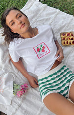 Strawberry Jewel White Cropped Tee Image