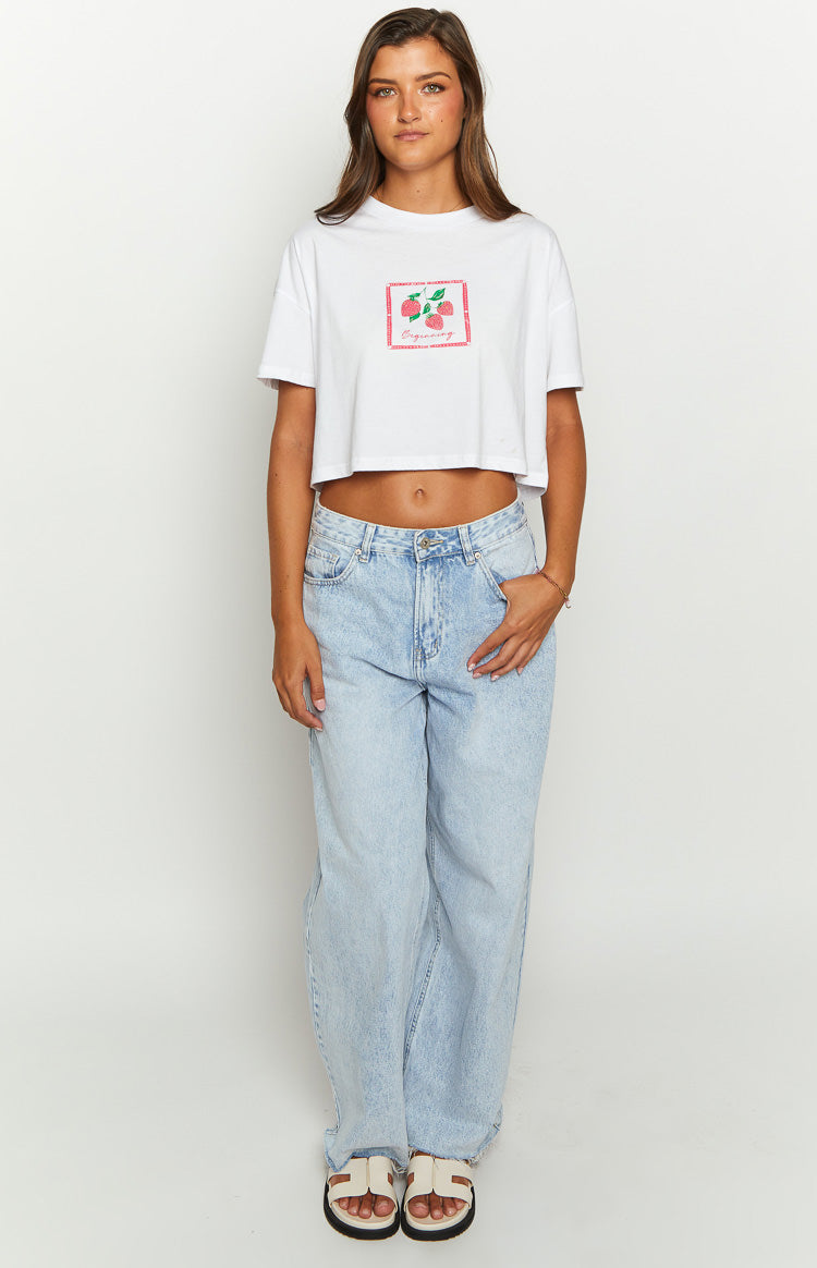 Strawberry Jewel White Cropped Tee Image