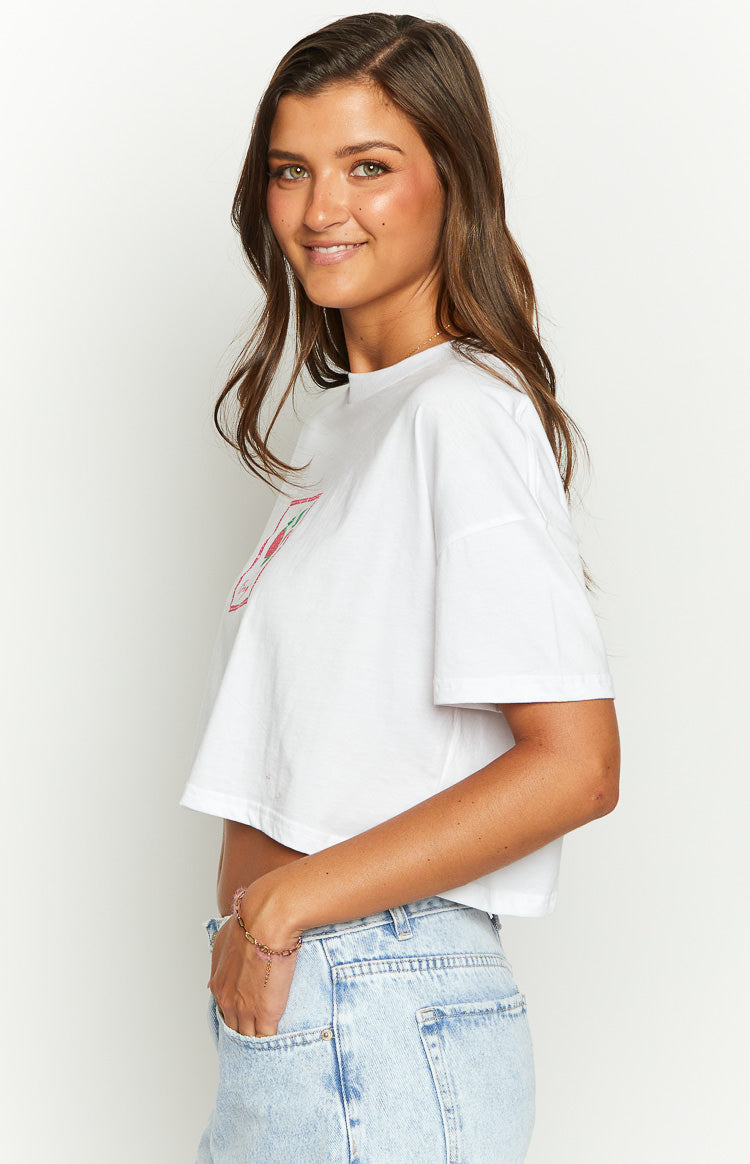 Strawberry Jewel White Cropped Tee Image