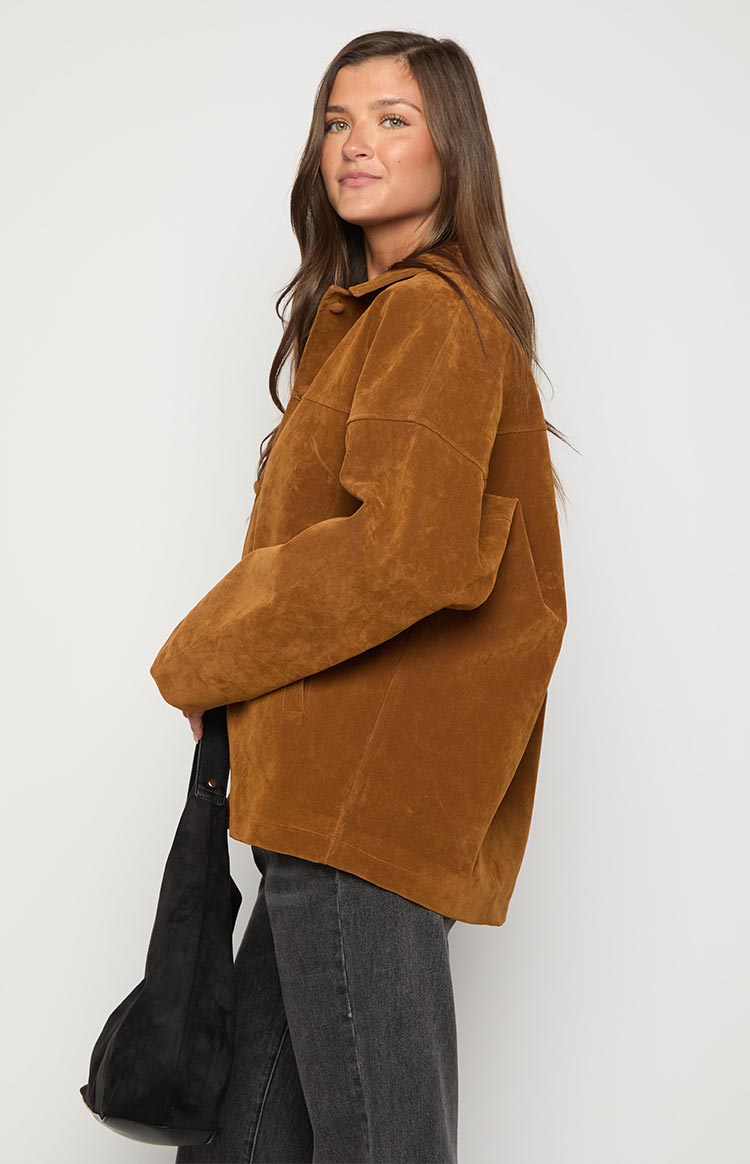 Suki Tan Suede Oversized Jacket Image