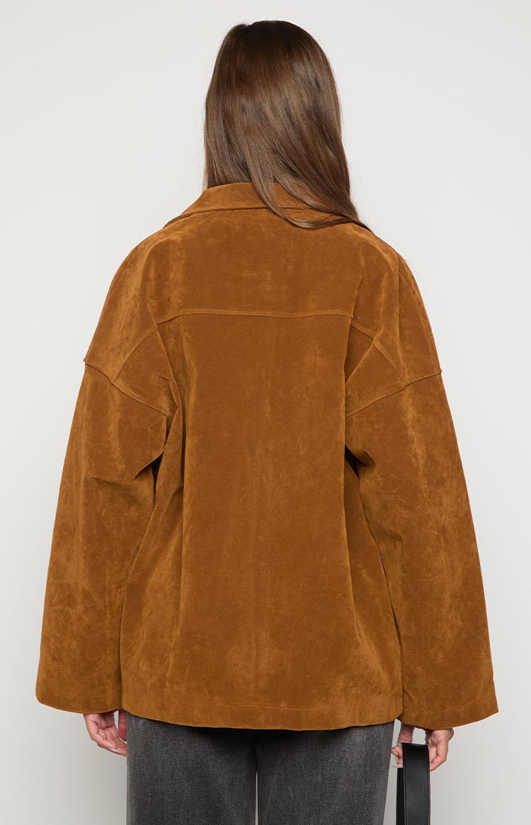 Suki Tan Suede Oversized Jacket Image