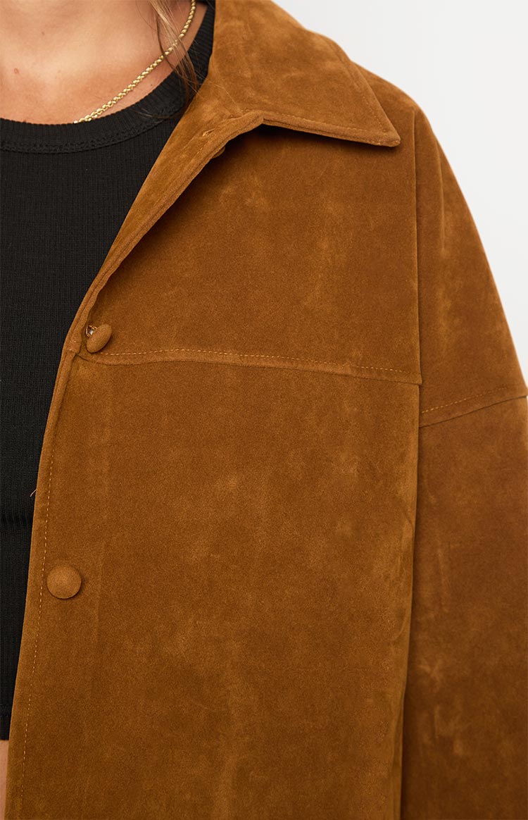 Suki Tan Suede Oversized Jacket Image