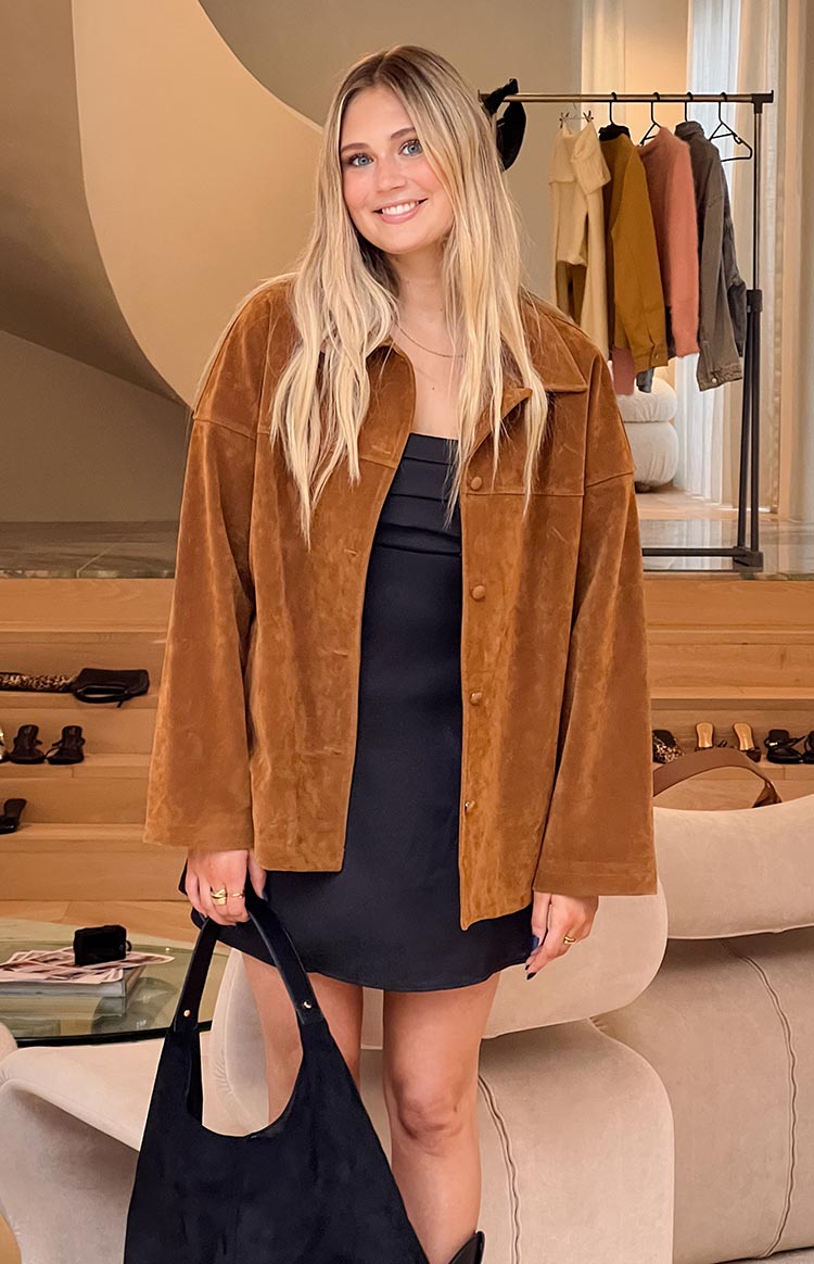 Suki Tan Suede Oversized Jacket Image