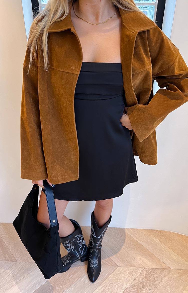 Suki Tan Suede Oversized Jacket Image