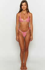 9.0 Swim Sumba Red Gingham Tie Up Bikini Bottoms Image