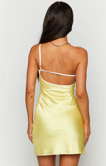 Sunny Chic Yellow Satin Mini Dress Image