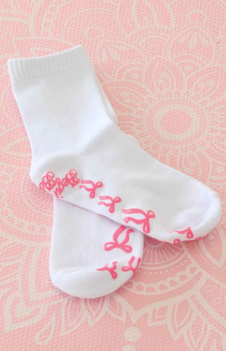 Sunrise Pink Bow Crew Yoga Socks Image