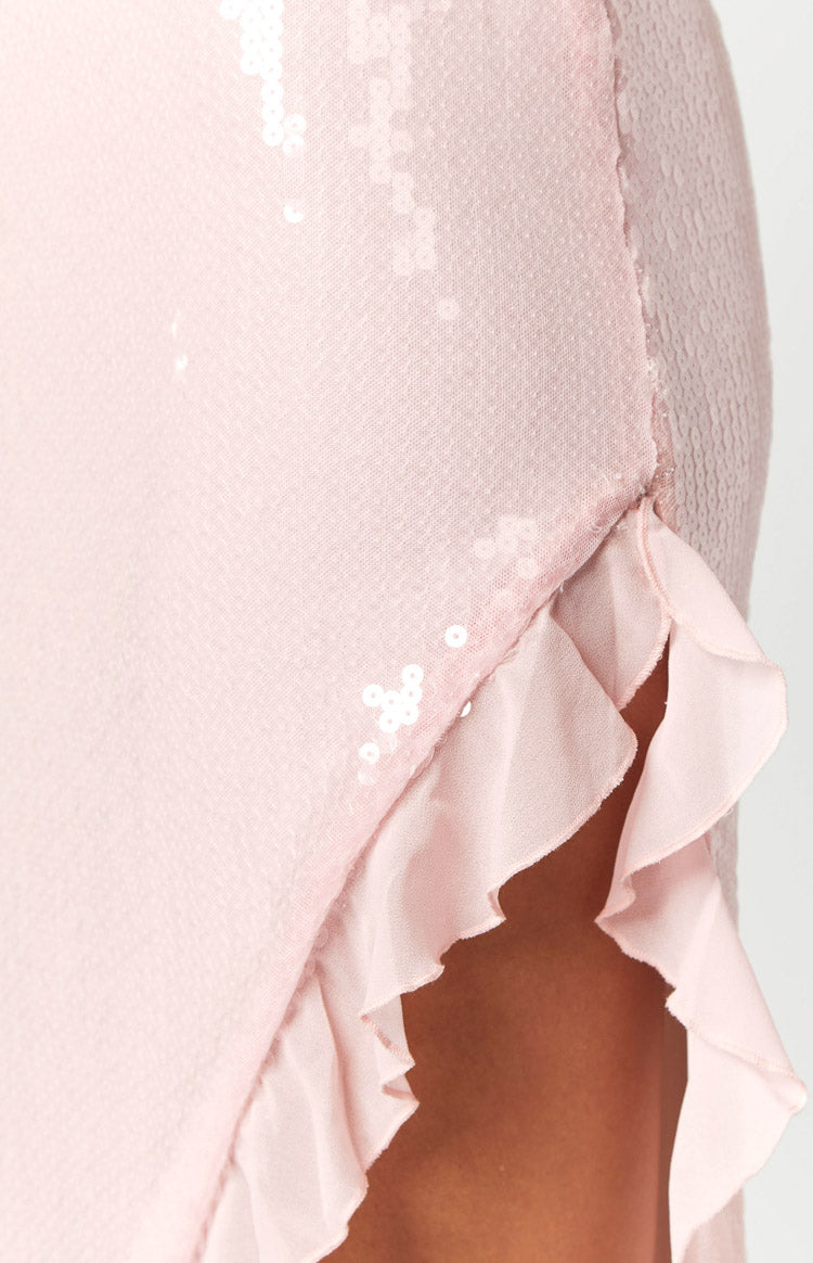 Sunsets Pink Sequin Strapless Formal Maxi Dress Image