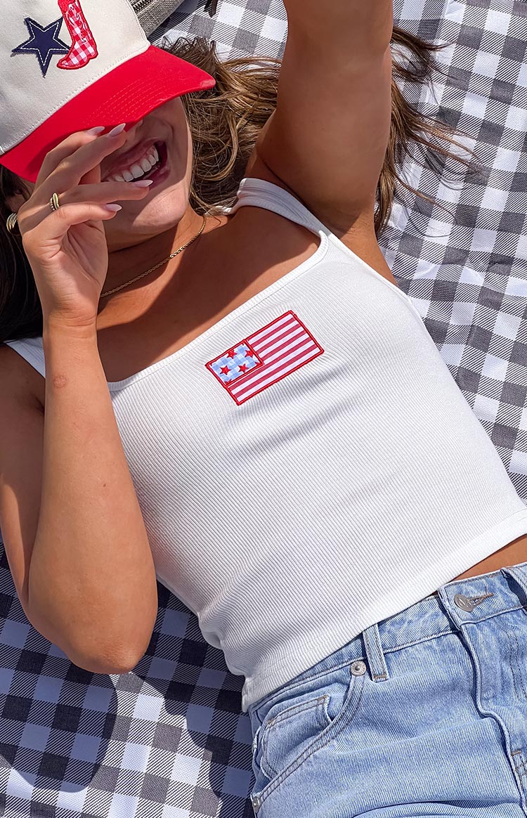 Suzie White USA Embroidered Tank Top Image
