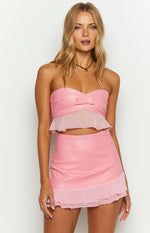 Sweetest Pink Strapless Crop Top Image
