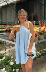 Talei Blue Halter Puff Mini Dress Image
