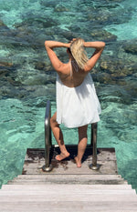 Talei White Halter Puff Mini Dress Image