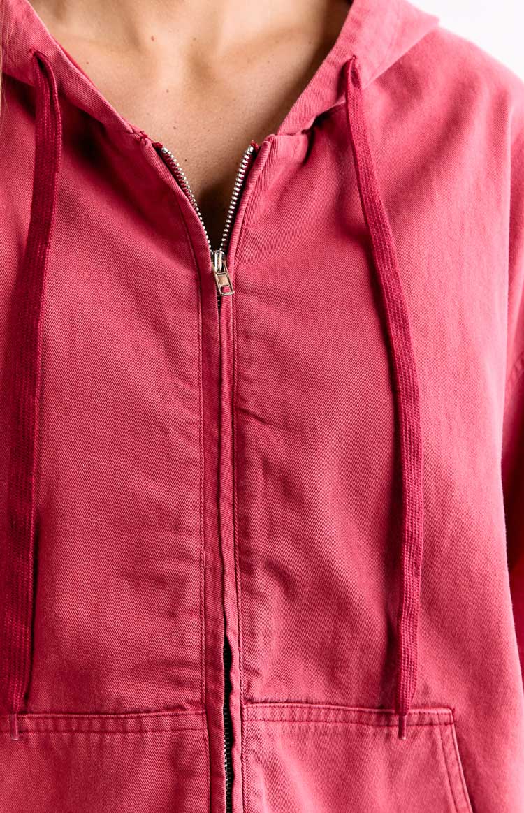 Tate Washed Red Oversized Hooded Jacket Image