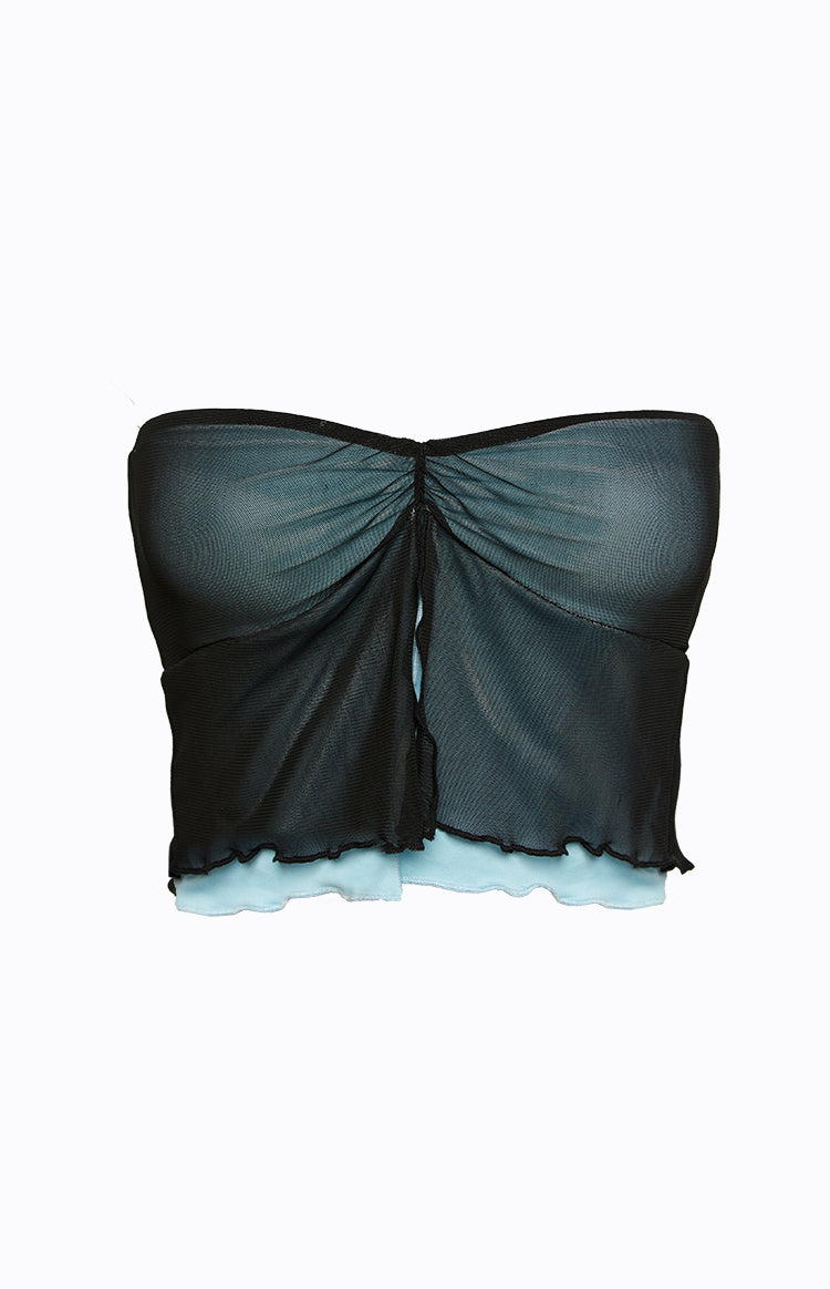 Taytum Blue Contrast Mesh Top Image