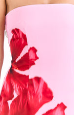 Temmie Pink Hibiscus Print Strapless Mini Dress Image