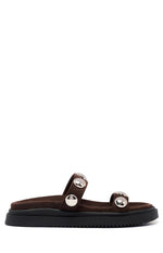 Therapy Persona Chocolate Suede Platform Silver Stud Sandals Image