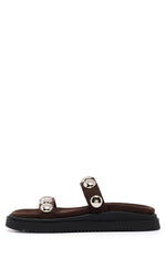 Therapy Persona Chocolate Suede Platform Silver Stud Sandals Image