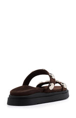 Therapy Persona Chocolate Suede Platform Silver Stud Sandals Image