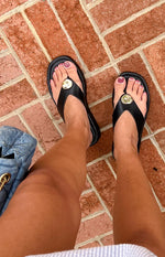 Therapy Val Black Platform Silver Trim Sandals Image
