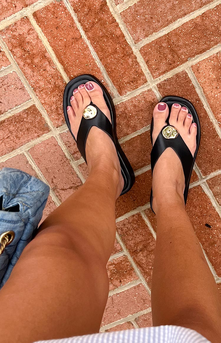 Therapy Val Black Platform Silver Trim Sandals Image