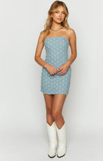 Turn It Up Denim Strapless Mini Dress Image