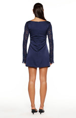 Verity Navy Lace Long Sleeve Mini Dress Image