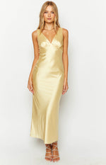 Verlaine Yellow Satin Maxi Dress Image