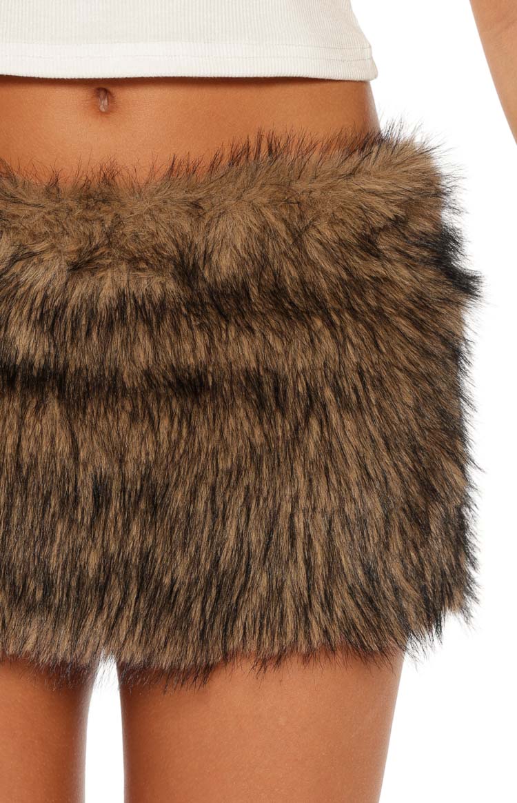 Viktor Brown Fur Mini Skirt Image