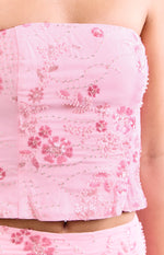 Vila Light Pink Strapless Beaded Top Image